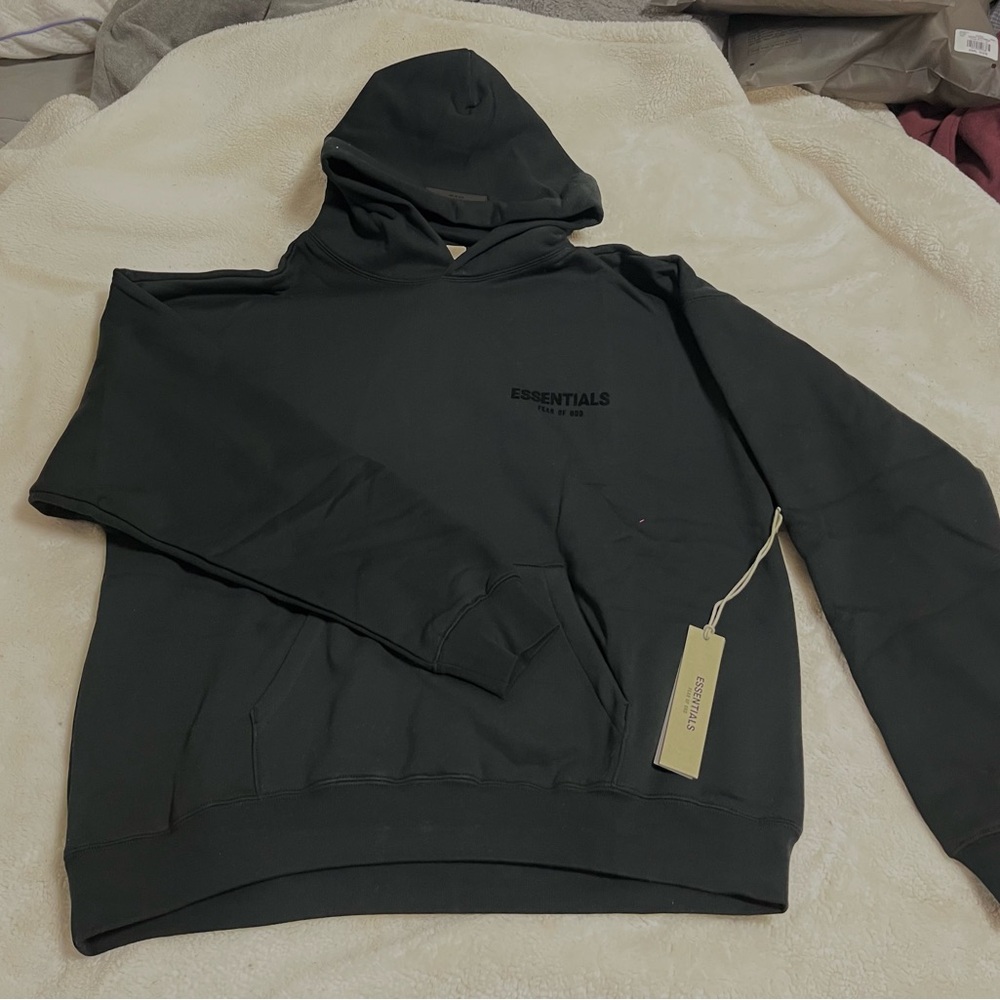 Essentials Black Pullover Hoodie with Subtle Logo - image 1